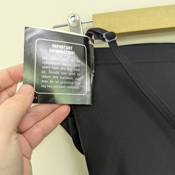 Vintage 90s Bandeau Belted One Piece Swimsuit 12 TALL Classic - Picture 10 of 12